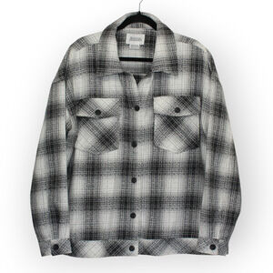 Boston Traders XL Shirt Jacket Women Black Off-White Grey Plaid NEW